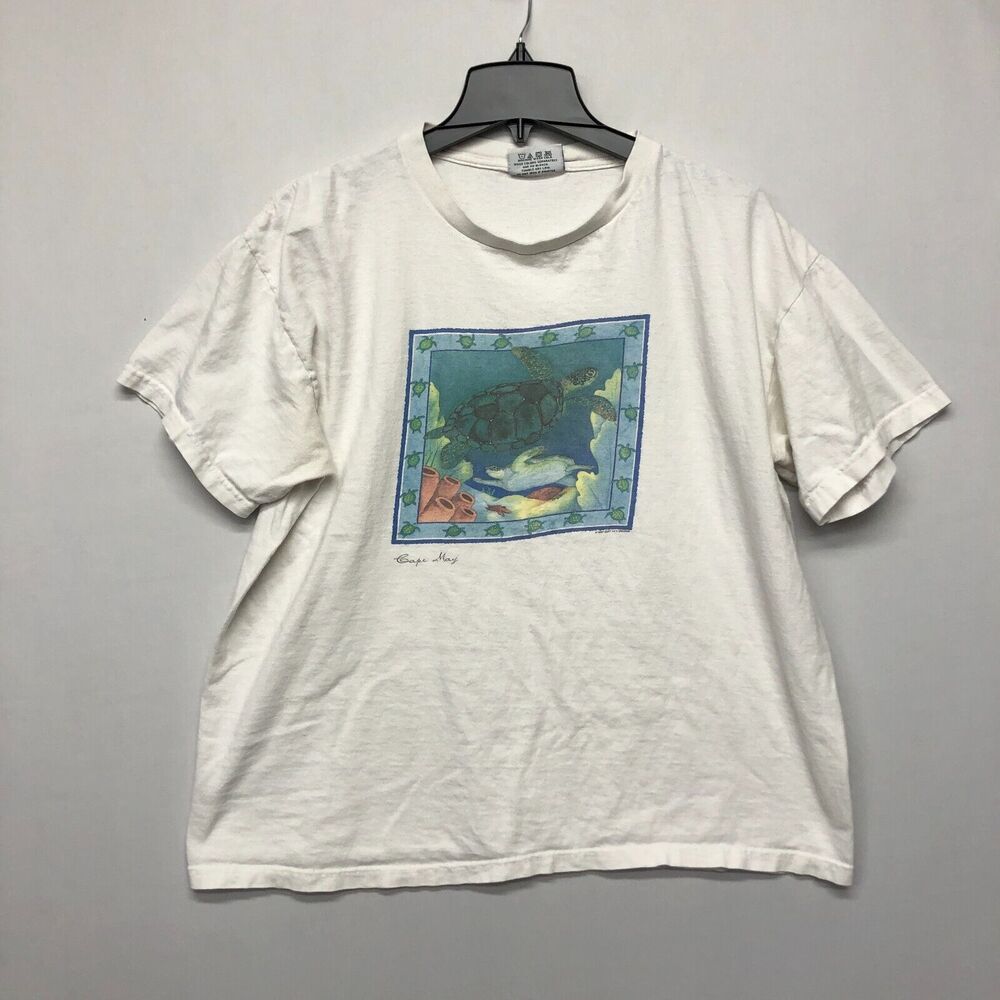 Vintage Soft as a Grape 1997 Cotton T-Shirt Tee Size Large Cape May White B256 5
